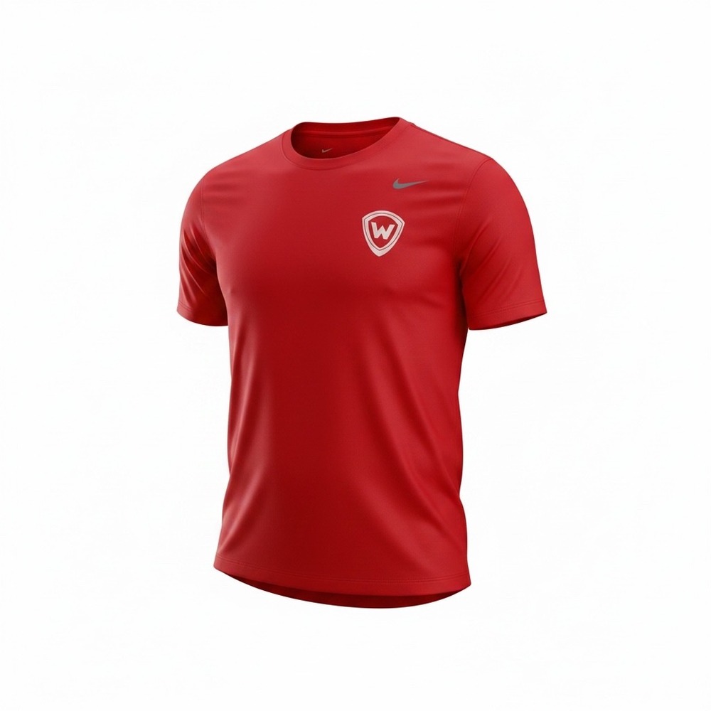 Nike Dri-FIT Mens XL Red Short Sleeve Performance T-Shirt W Shield Logo Tee